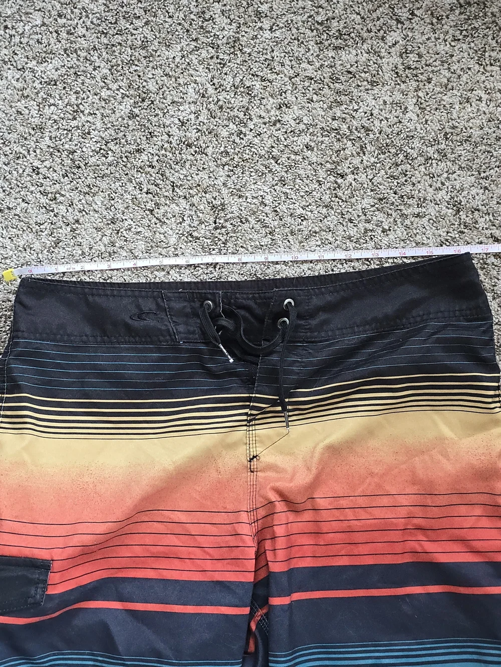 O'Neill Men's Black Yellow Red Blue Gradient Stripe Boardshorts